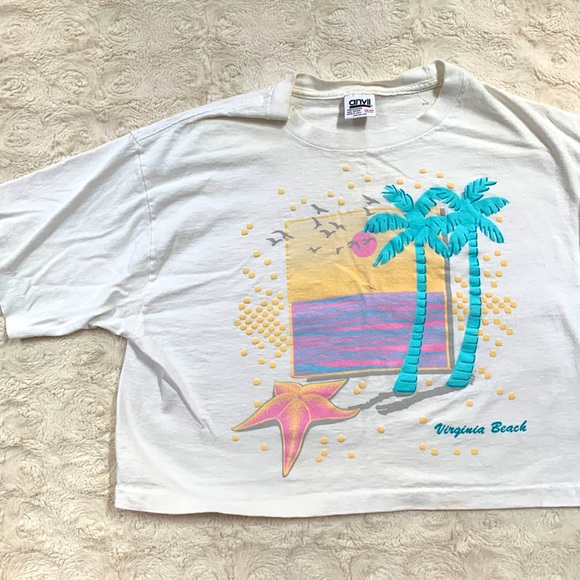 EUC Vintage Anvil Virginia Beach Cropped T One Size - Picture 3 of 5